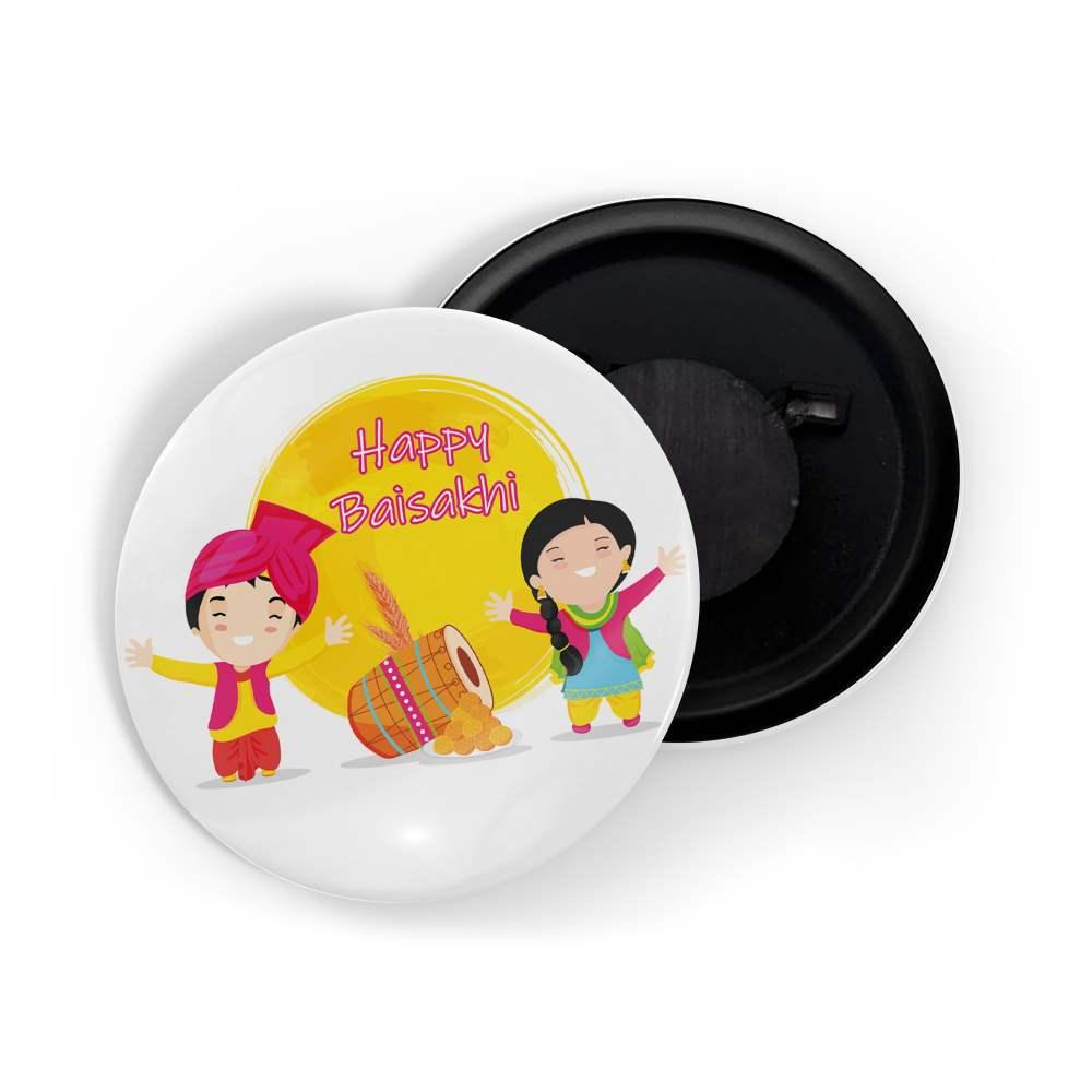 dhcrafts Fridge Magnet White Bhaisakhi/Vaisakhi D1 Glossy Finish Design Pack of 1